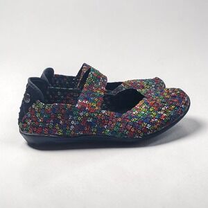 Bernie Mev Cuddly Multi Color Woven Elastic Mary Jane Wedge Shoes Womens Size 40